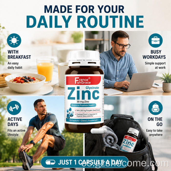 Shecome Cápsulas de glicinato de zinc Apoyo a la salud de la próstata
